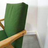 Set of 6 groene eetkamerstoelen met beukenhout