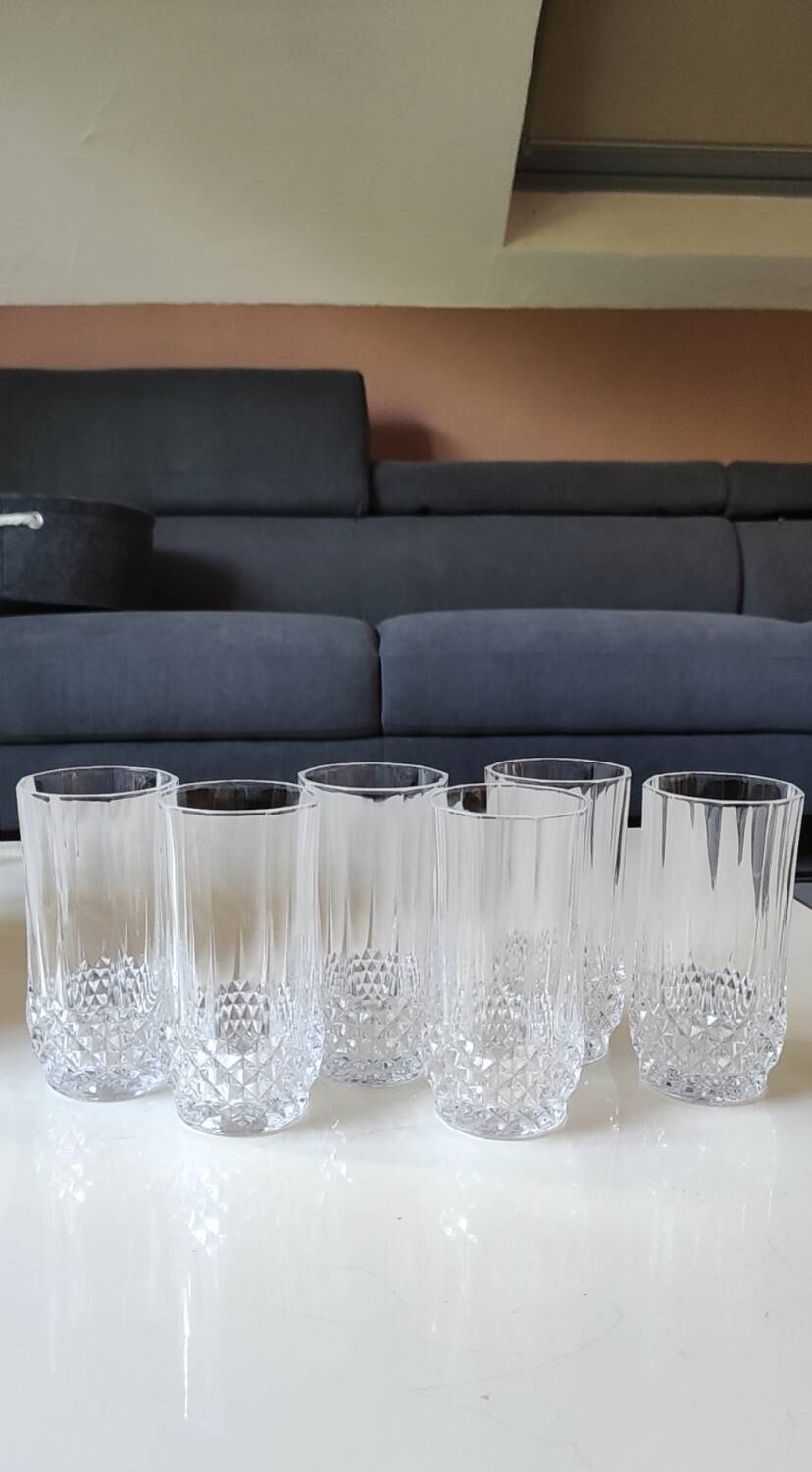 Set of 6 Water/Soda/Orangeade Glasses. Longchamp/Arques Crystal