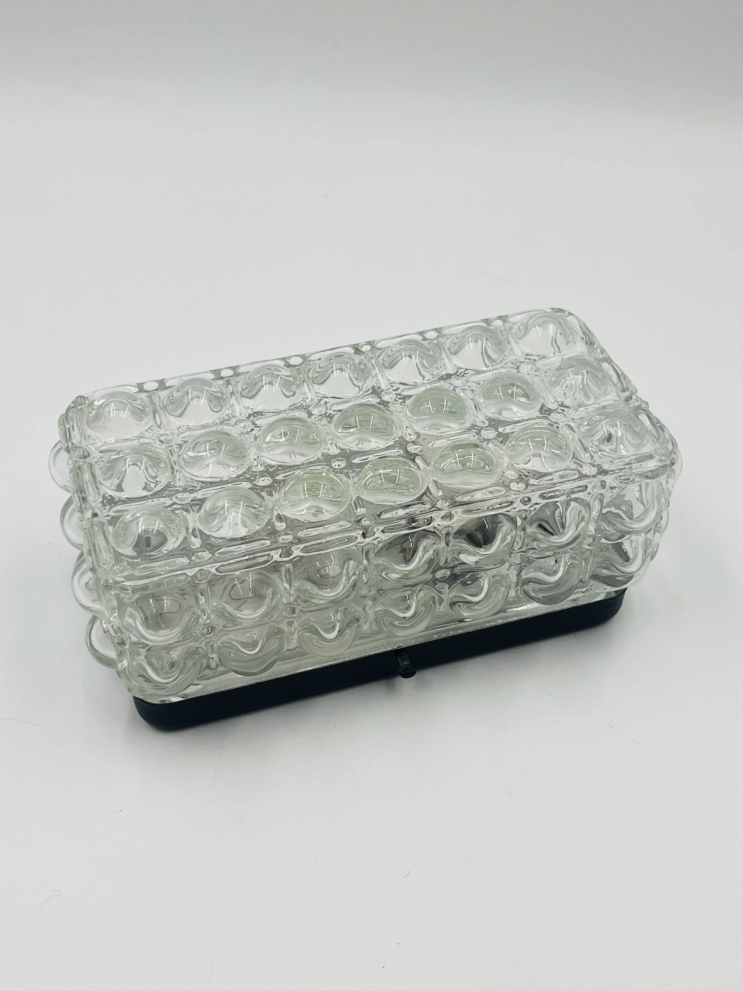 Plafonnier Rectangulaire Verre Bullé Helena Tynell Style 70s
