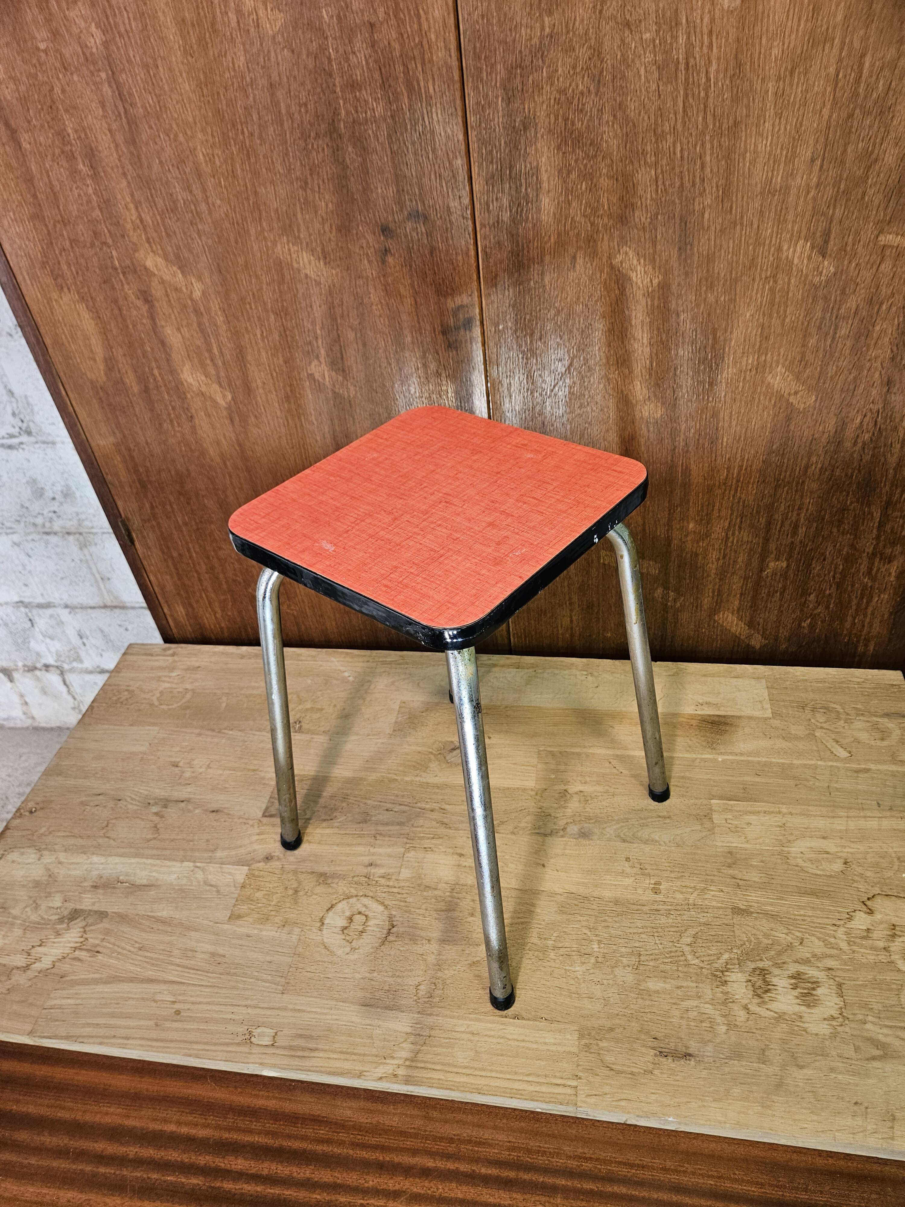 Pink formica stool 1960