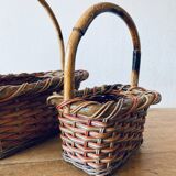 Pair of colorful wicker baskets
