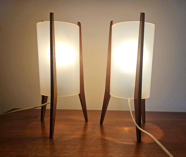 Pair of Mid-Century Table Lamps Pokrok Zilina, Tripod, Rocket, 1970s