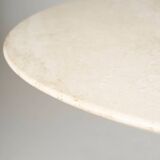 Round travertine dining table