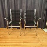 Pair of "Sandows" chairs designed by Rene Herbst, Bauhaus, France, 1980s