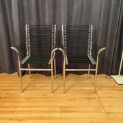 Pair of "Sandows" chairs designed by Rene Herbst, Bauhaus, France, 1980s
