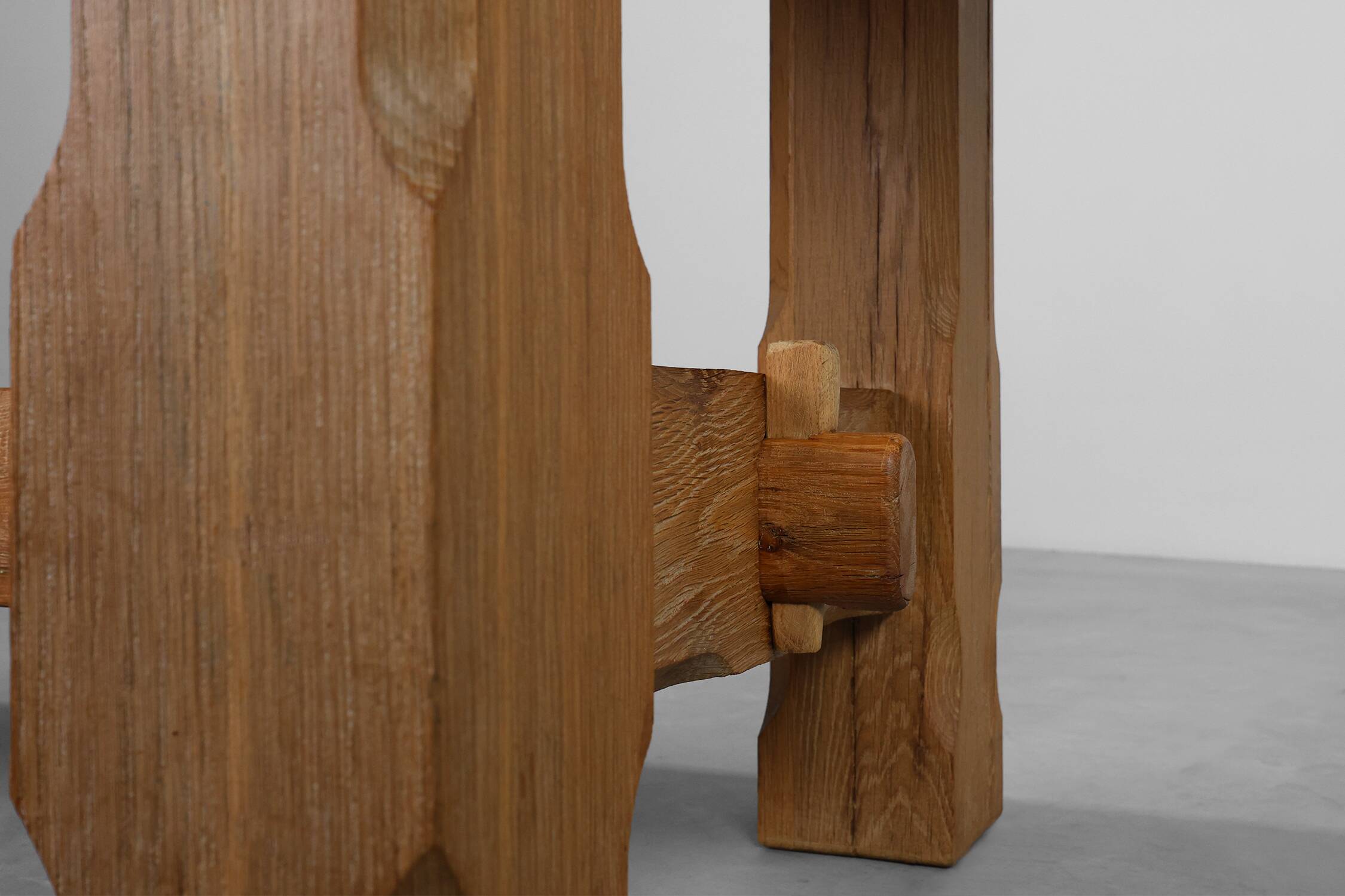 Brutalist Mid-century Oak Dining Table, Belgium 1960s