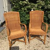 Pair of rattan armchairs
