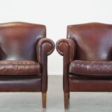Set of 2 design armchairs made of sheepskin