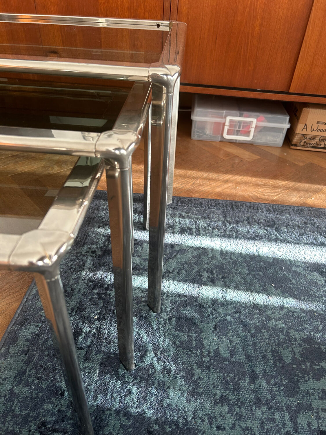 Chrome nesting tables designed and produced by Fratelli Orsenigo.