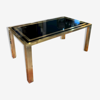 Table de salon en laiton doré et verre noir par le studio mercier pour liwan's