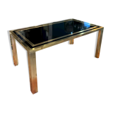 Table de salon en laiton doré et verre noir par le studio mercier pour liwan's