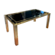 Coffee table in gilded brass and black glass by Studio Mercier for Liwan's