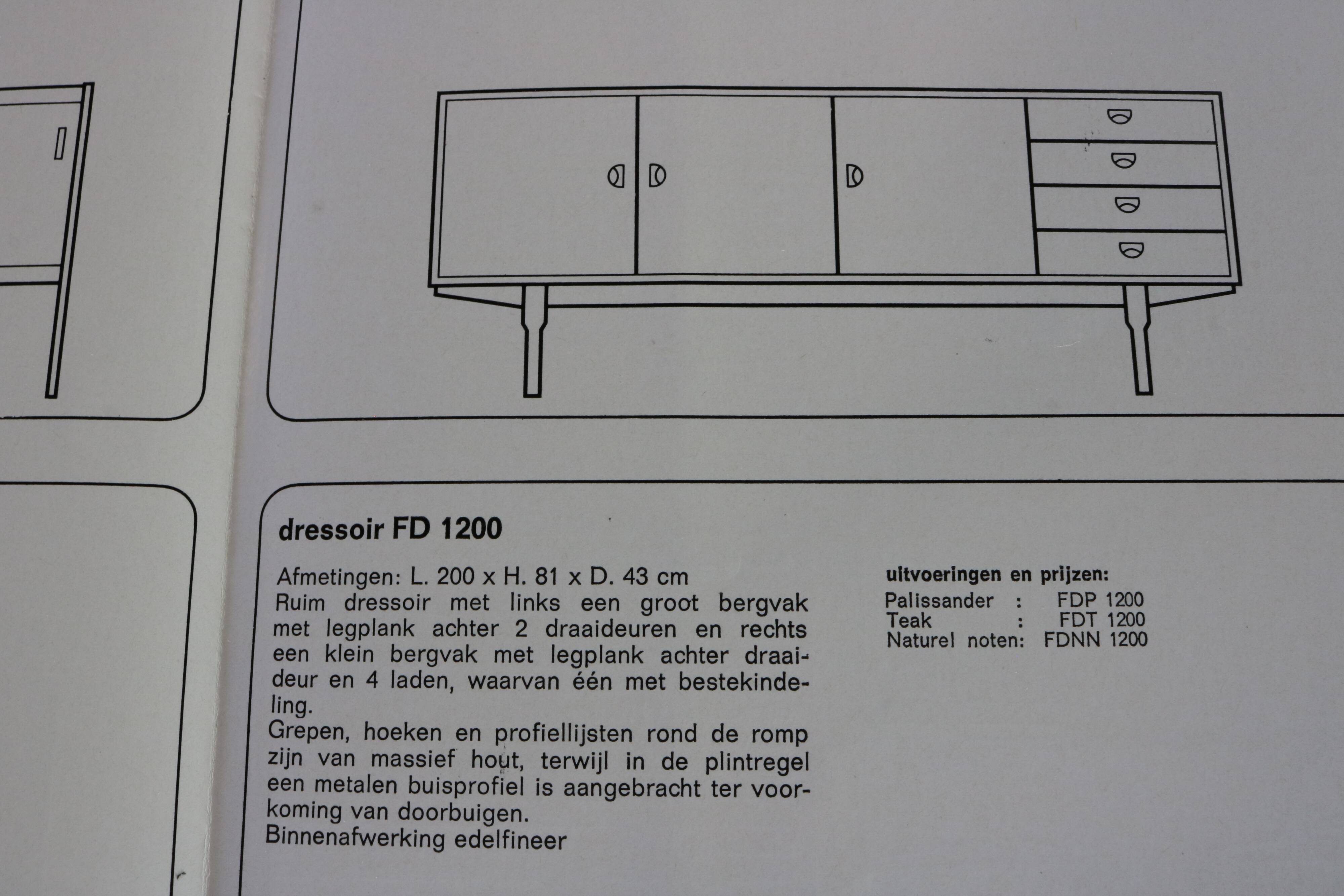 Sixties design rosewood sideboard for Fristho Franeker