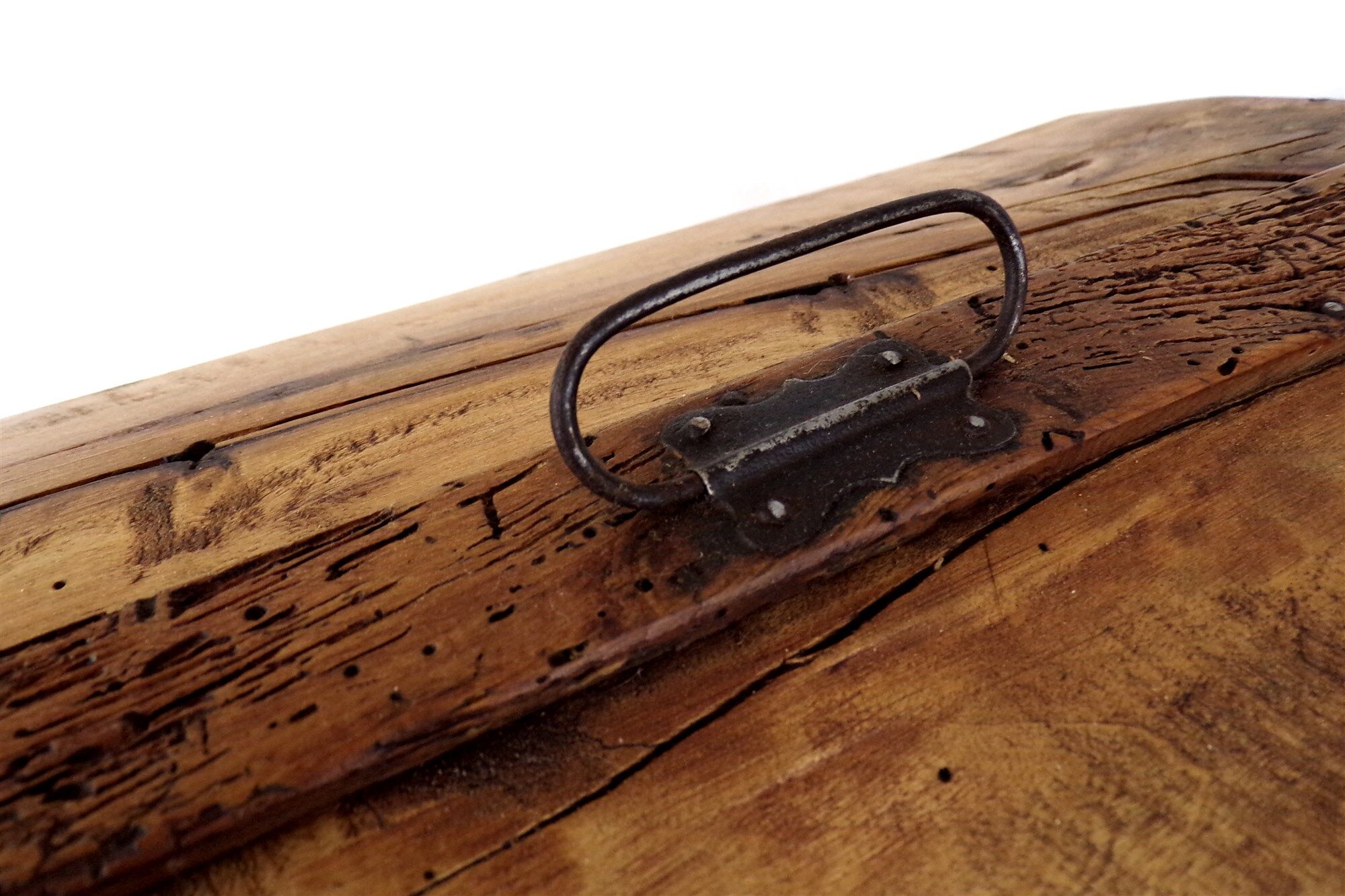 Rare old trunk chest with vintage handle