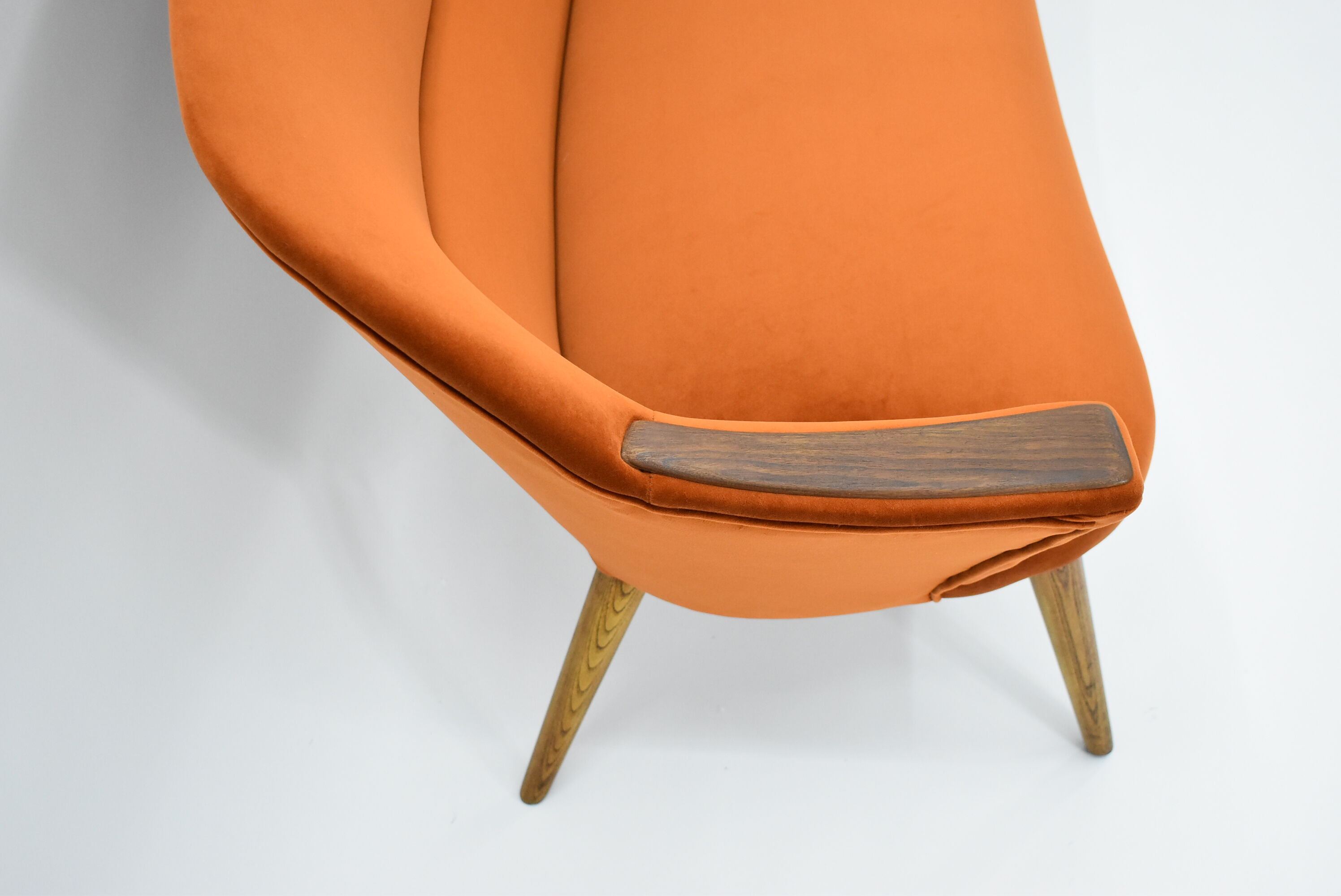 Canapé scandinave vintage Danemark années 1960 velours roux