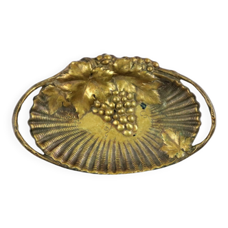Brass Dish Grape Shell Vide Poche Art Nouveau Style 33cm