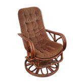 Rattan rotating rocking chair from 1970