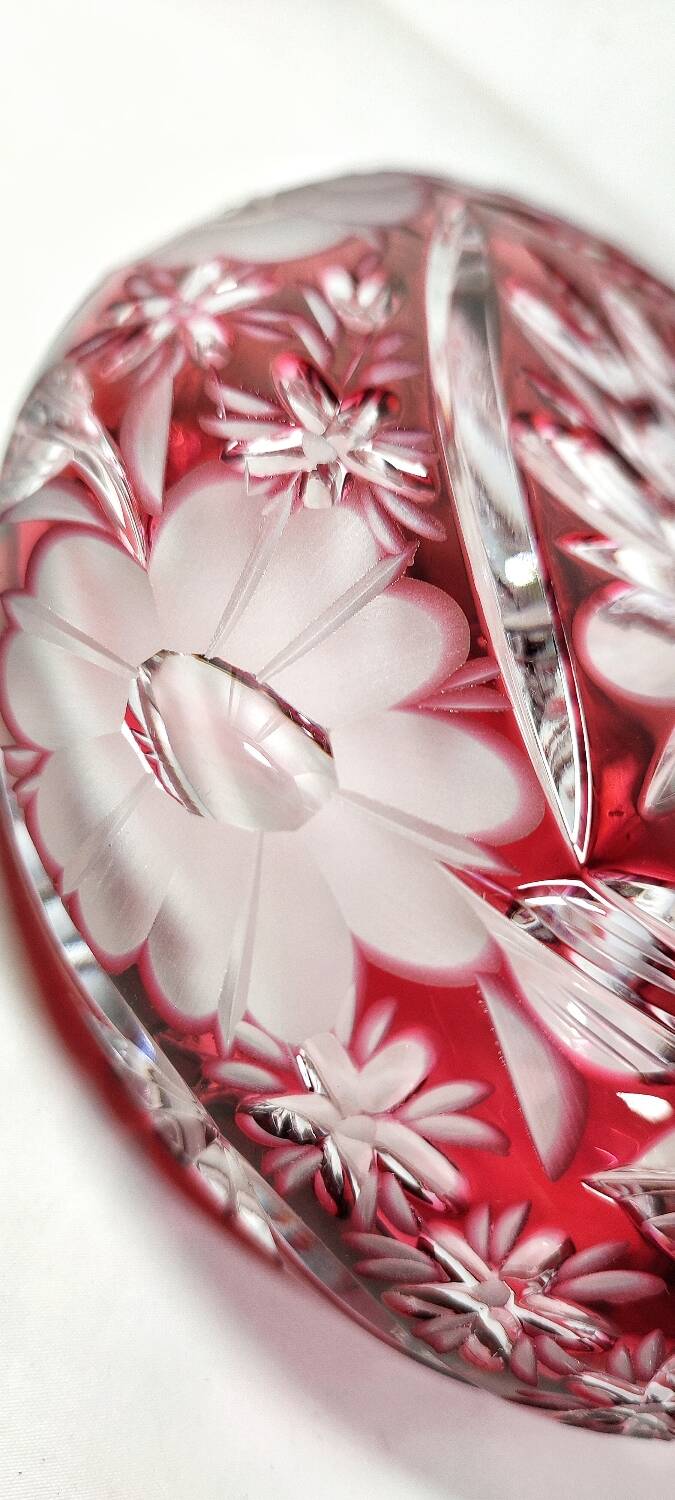 Cenicero de cristal tallado "Schonborner Bleikristal". Alemania, 1970s.