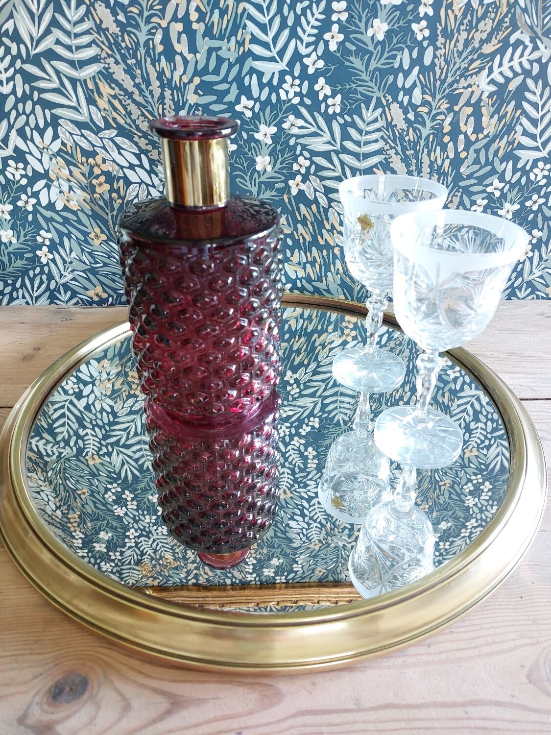 Vintage brass mirror top