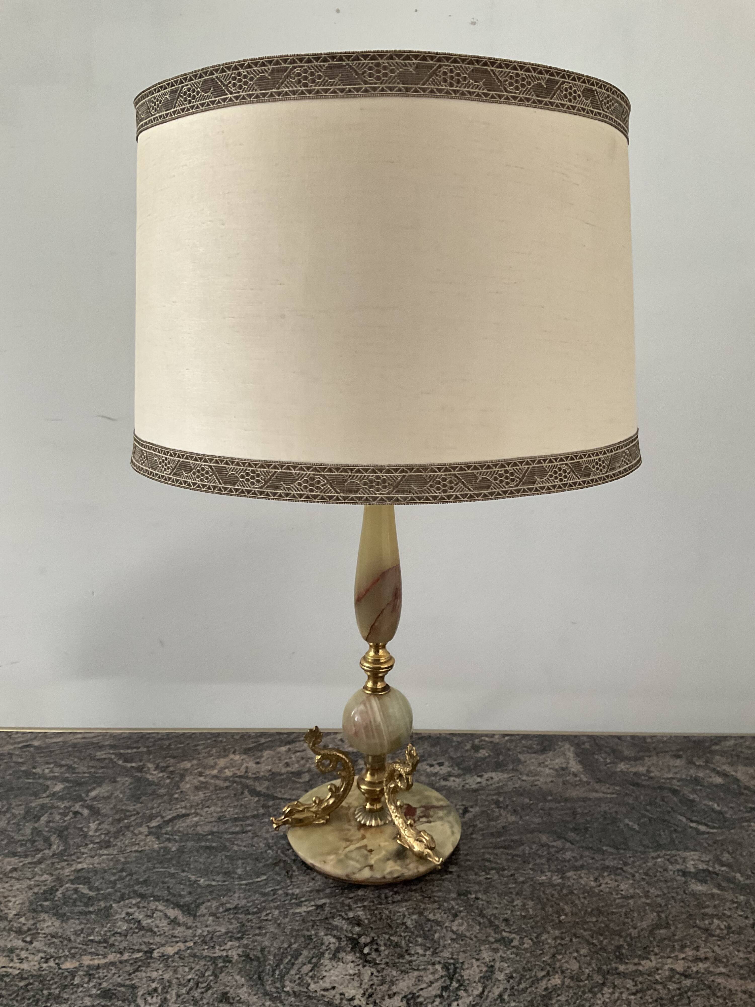 Lamp 70s in onyx and brass