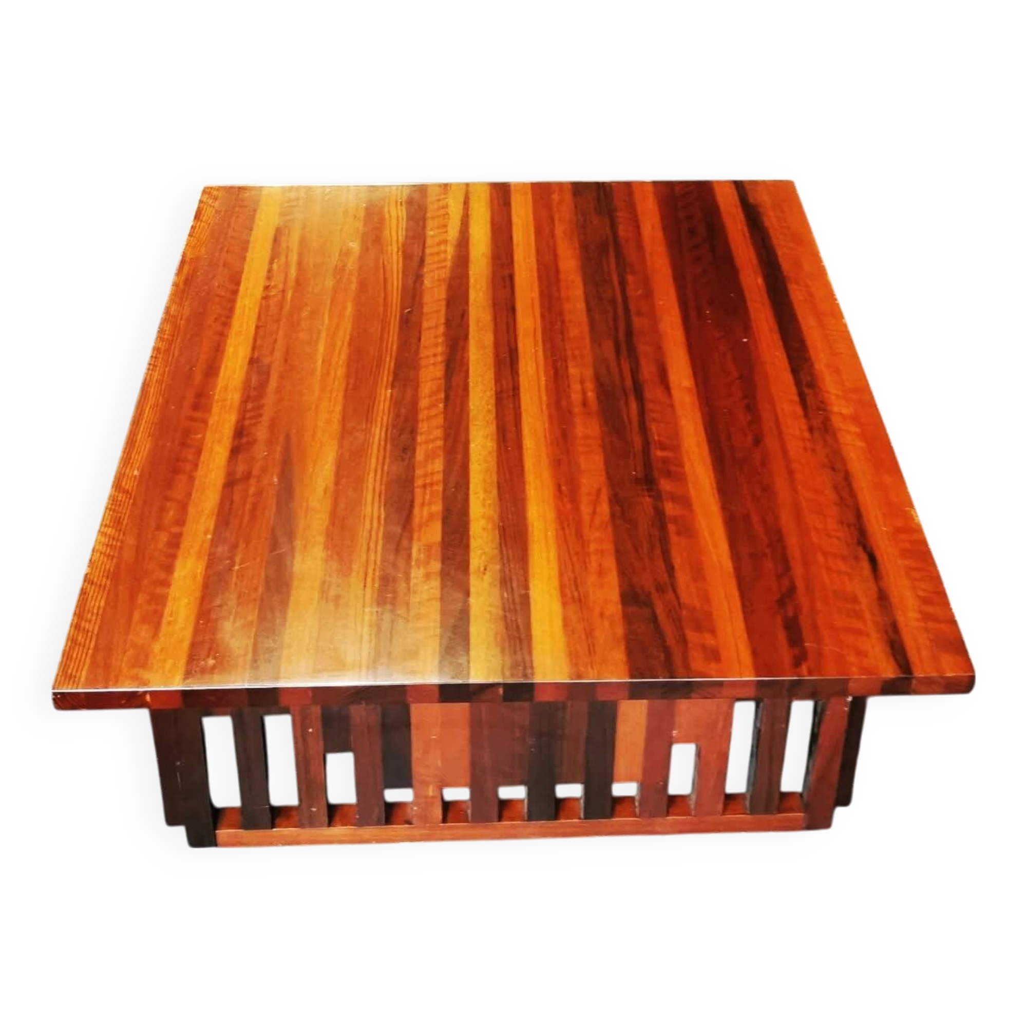 Table basse XL design vintage en bois exotique