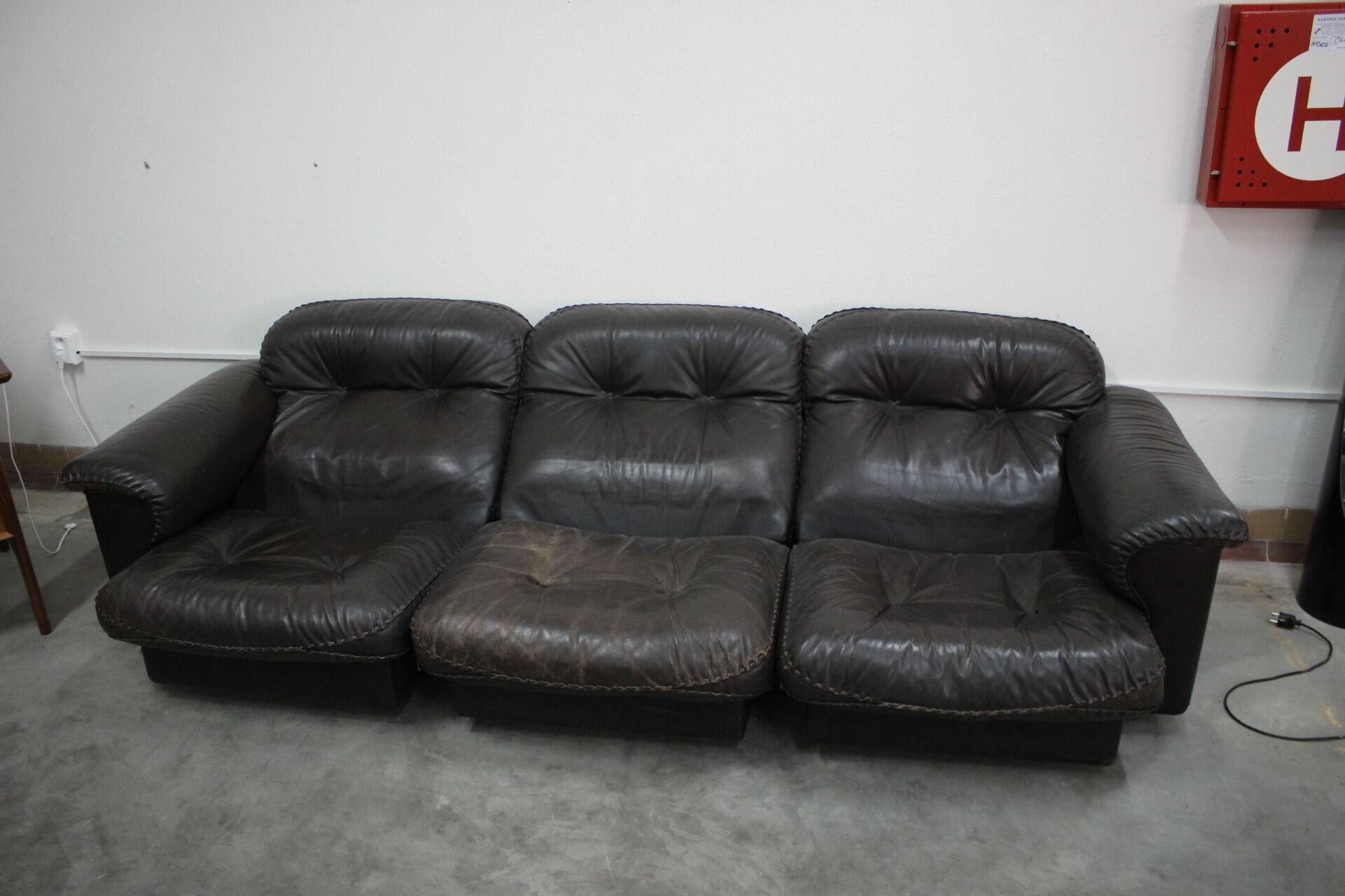 1970s  De Sede Adjustable Brown Leather 3-Seater Sofa  DS-110 James Bond