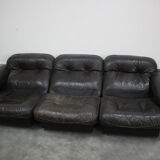 1970s  De Sede Adjustable Brown Leather 3-Seater Sofa  DS-110 James Bond