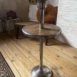 Chrome and wood standing ashtray