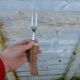 Horn and stainless steel lamb service meat knife