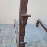 Paire de chenets landiers en fer forgé de cheminée ancien 19ème