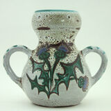 Ceramic vase - decoration flowers chardons - Etienne Daniel Vallauris France - vintage 70s