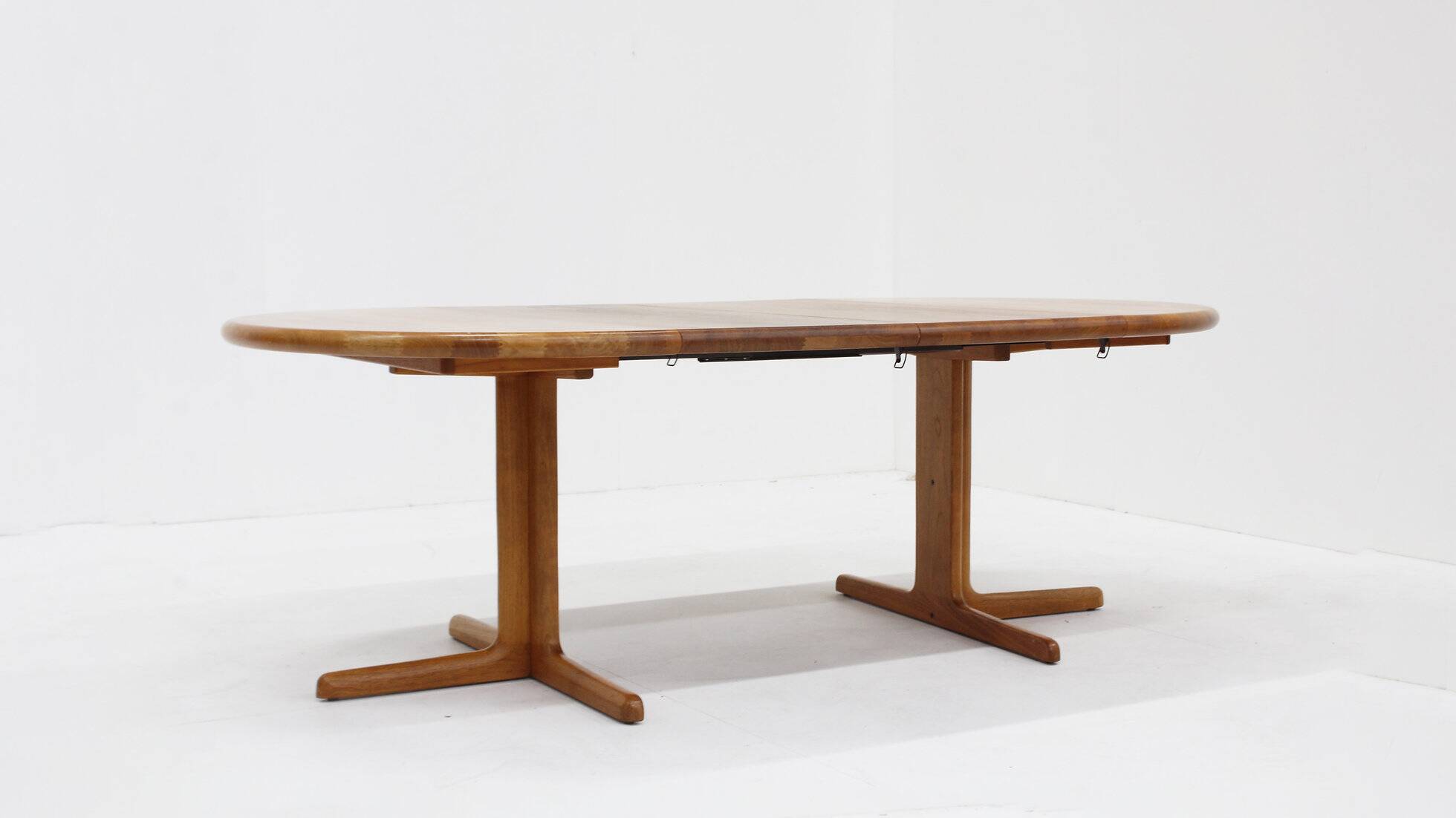Vintage Danish round extendable dining table solid teak 1960s