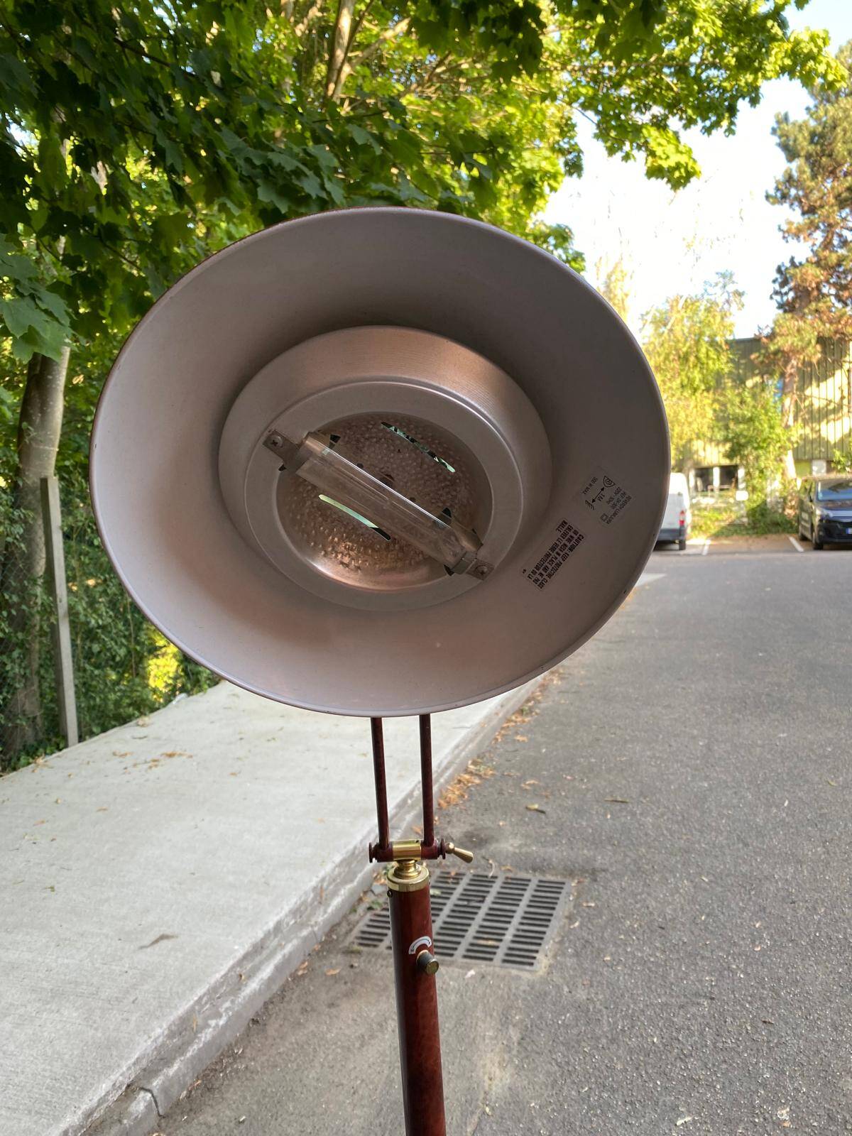 Vintage Italian floor lamp with burgundy marble effect and round dome