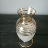 Vase verre granité et or