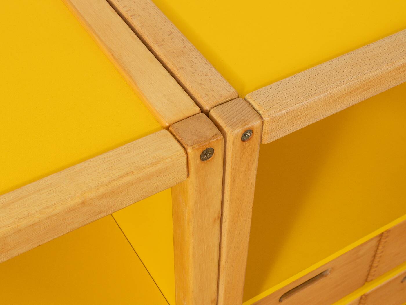 Flötotto modular system, 1970s, yellow, beech, four-piece
