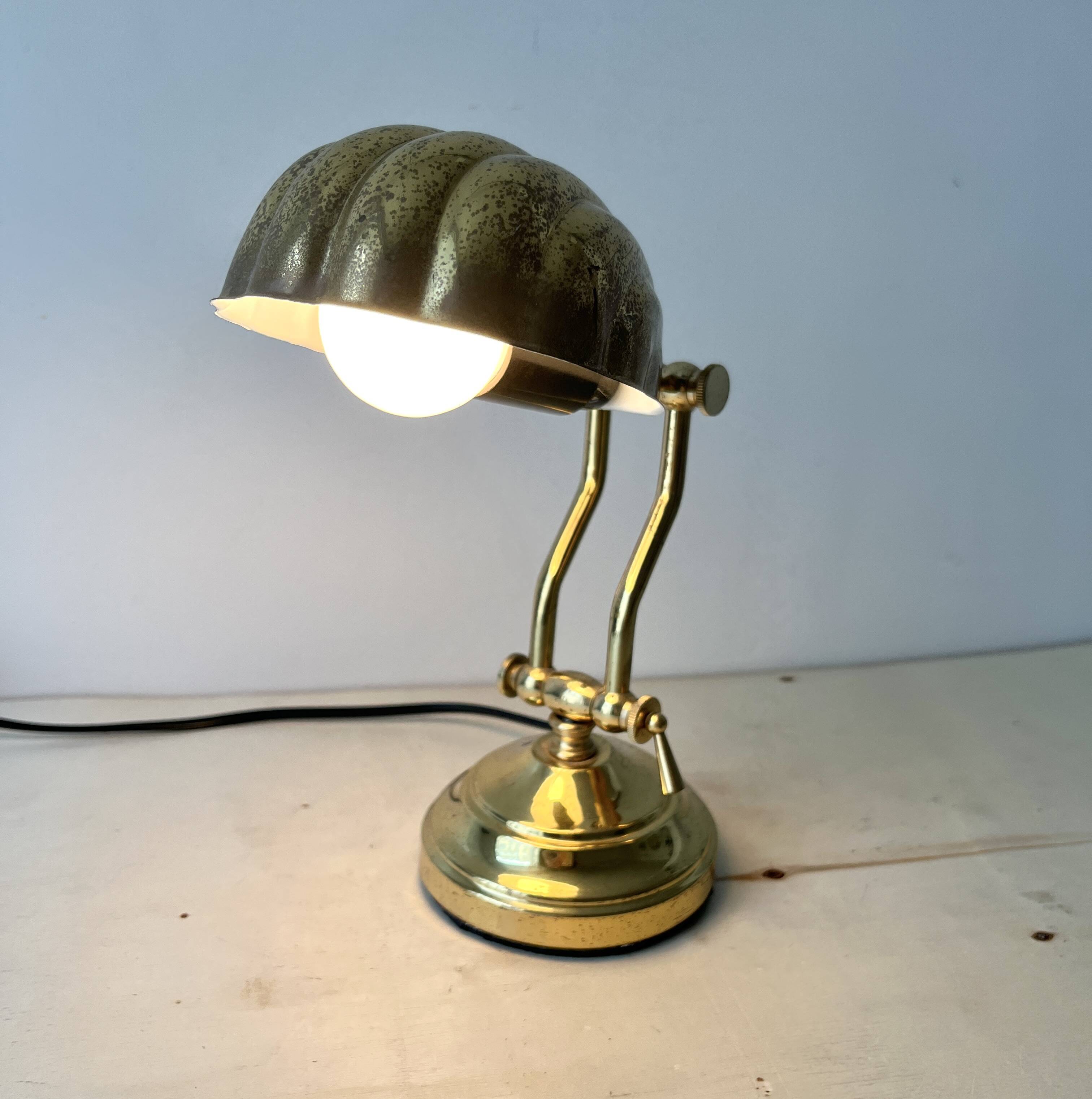 1950s brass "shell" desk lamp, vintage lighting