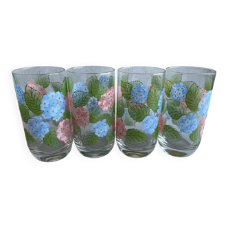 Blue and pink floral glasses