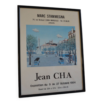 Jean Cha Affiche d'exposition de 1984 chez Marc Stammegna à Marseille