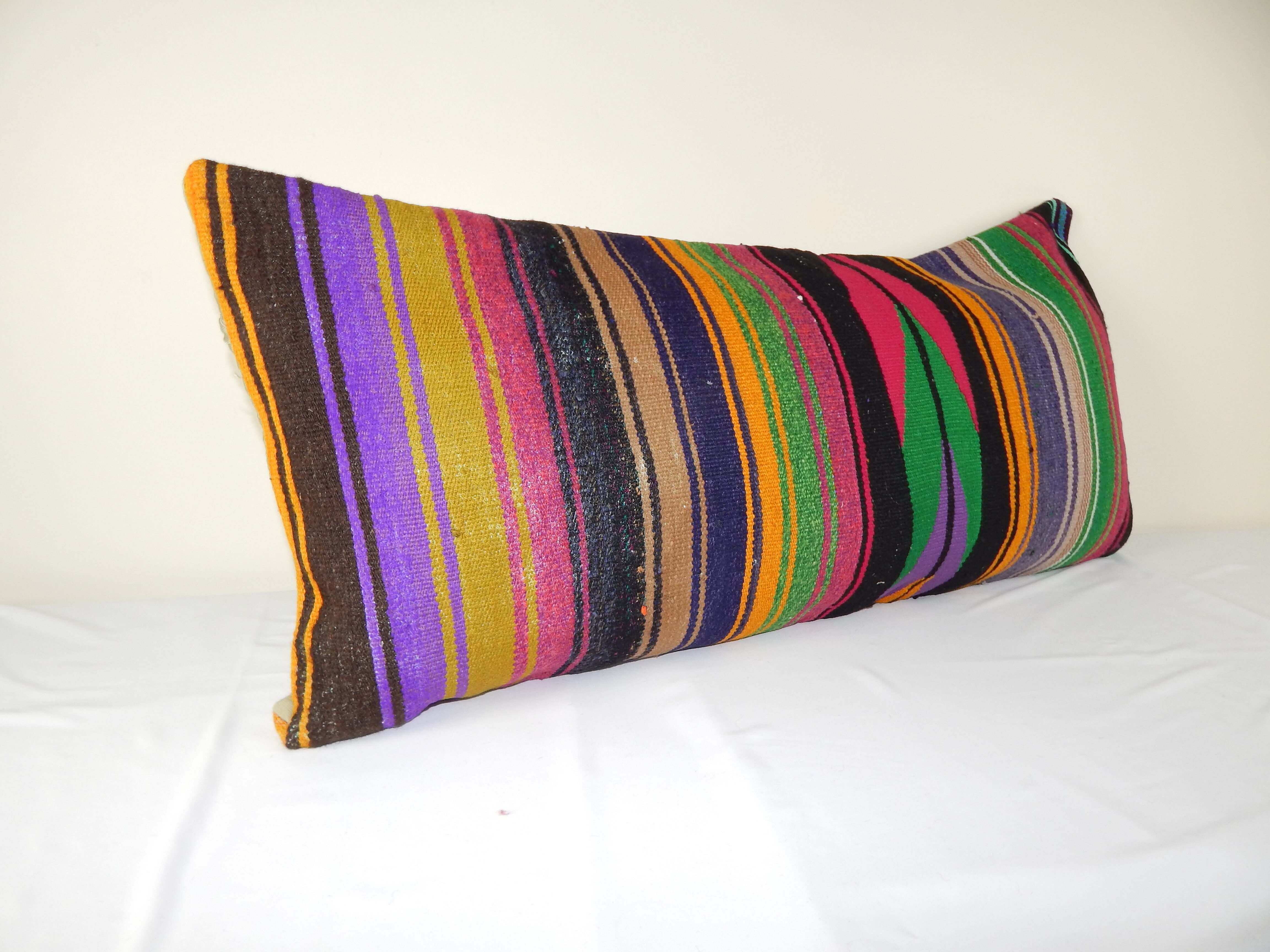 Kilim cushion cover with stripes