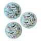Set of 3 antique plates in majolica with bird designs.