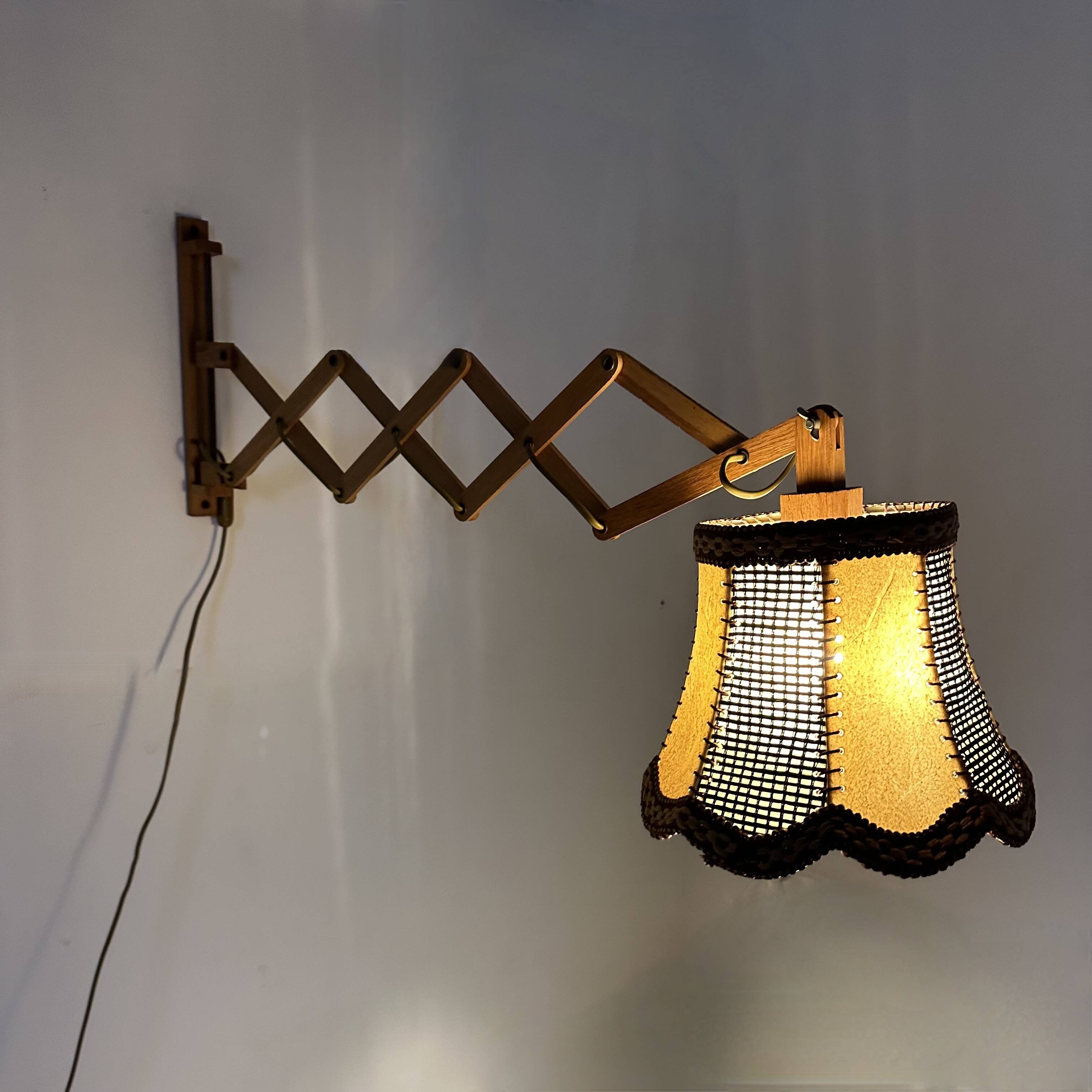 Vintage teak scissors wall lamp , 1960s