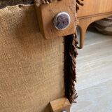 Large brown velvet pouf