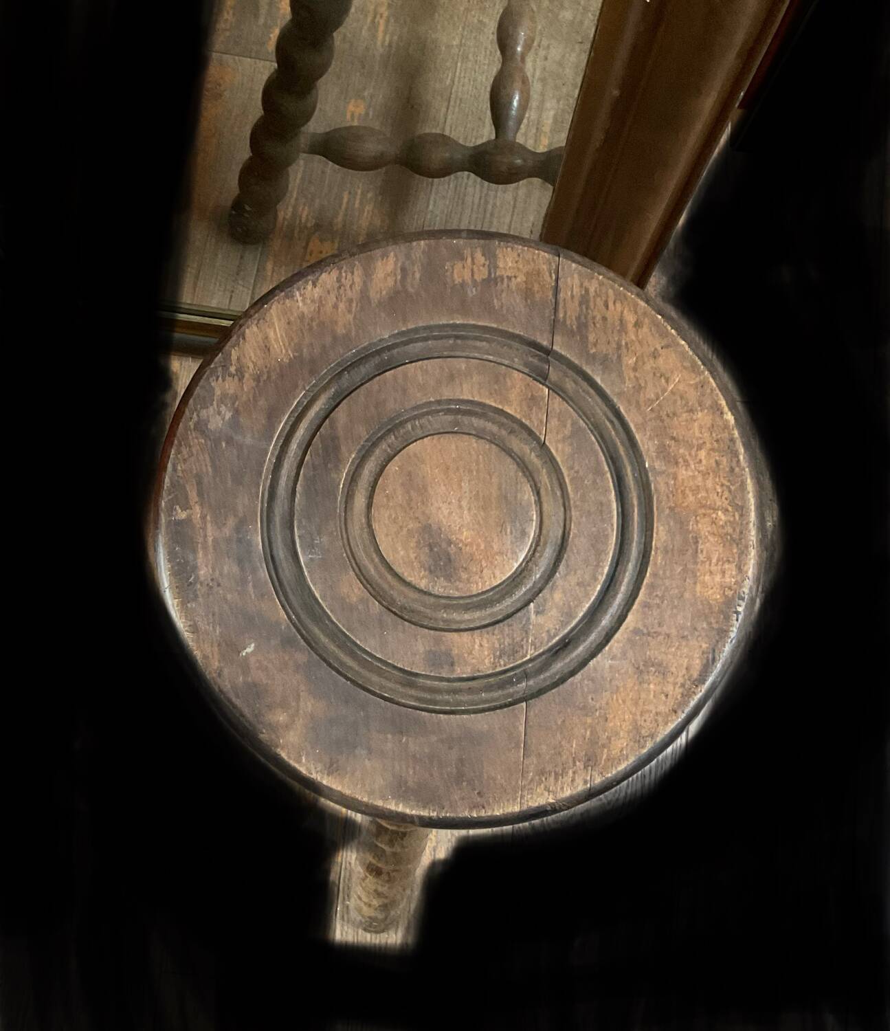 Vintage low wooden stool TBE