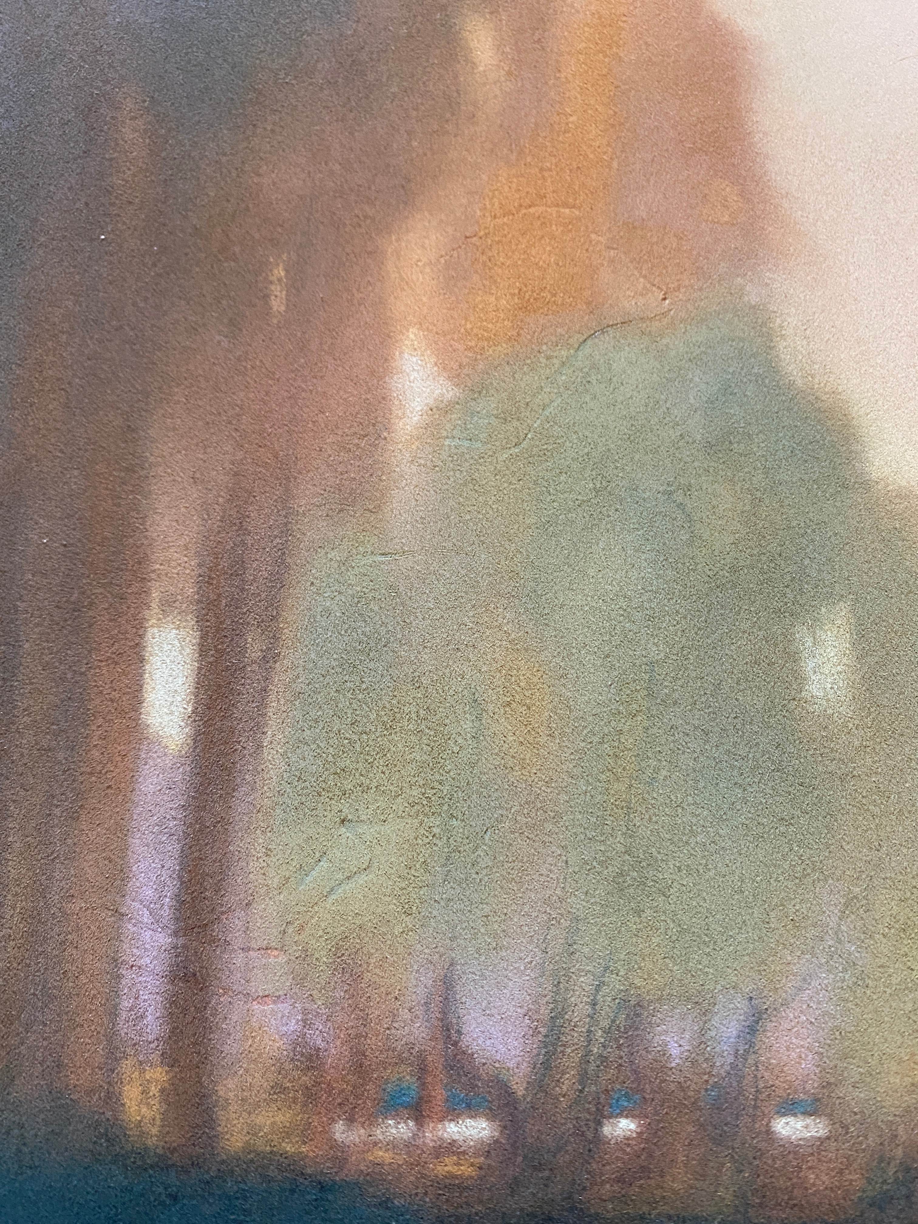 ableau Grand pastel 1922 signed Landscape of pond signed