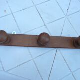 Wall mounted pine coat rack with 3 vintage hooks