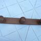 Wall mounted pine coat rack with 3 vintage hooks