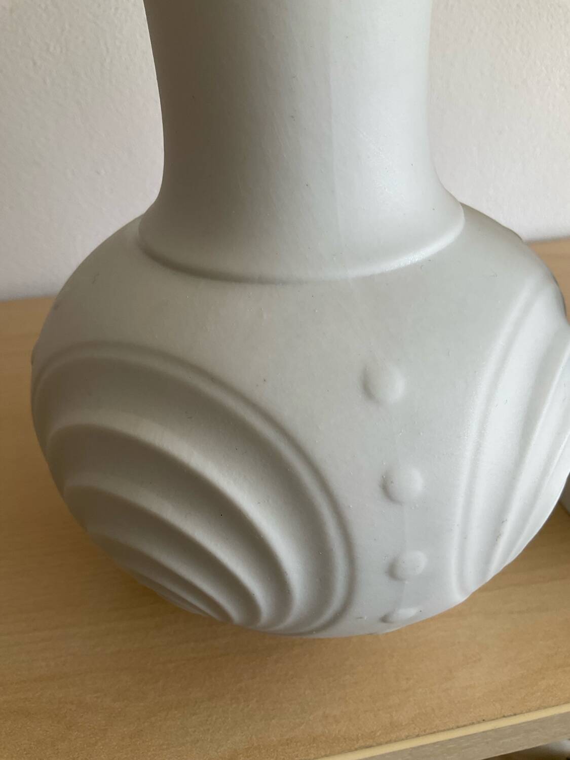 Trio of Op Art vases by KPM Germany in biscuit porcelain