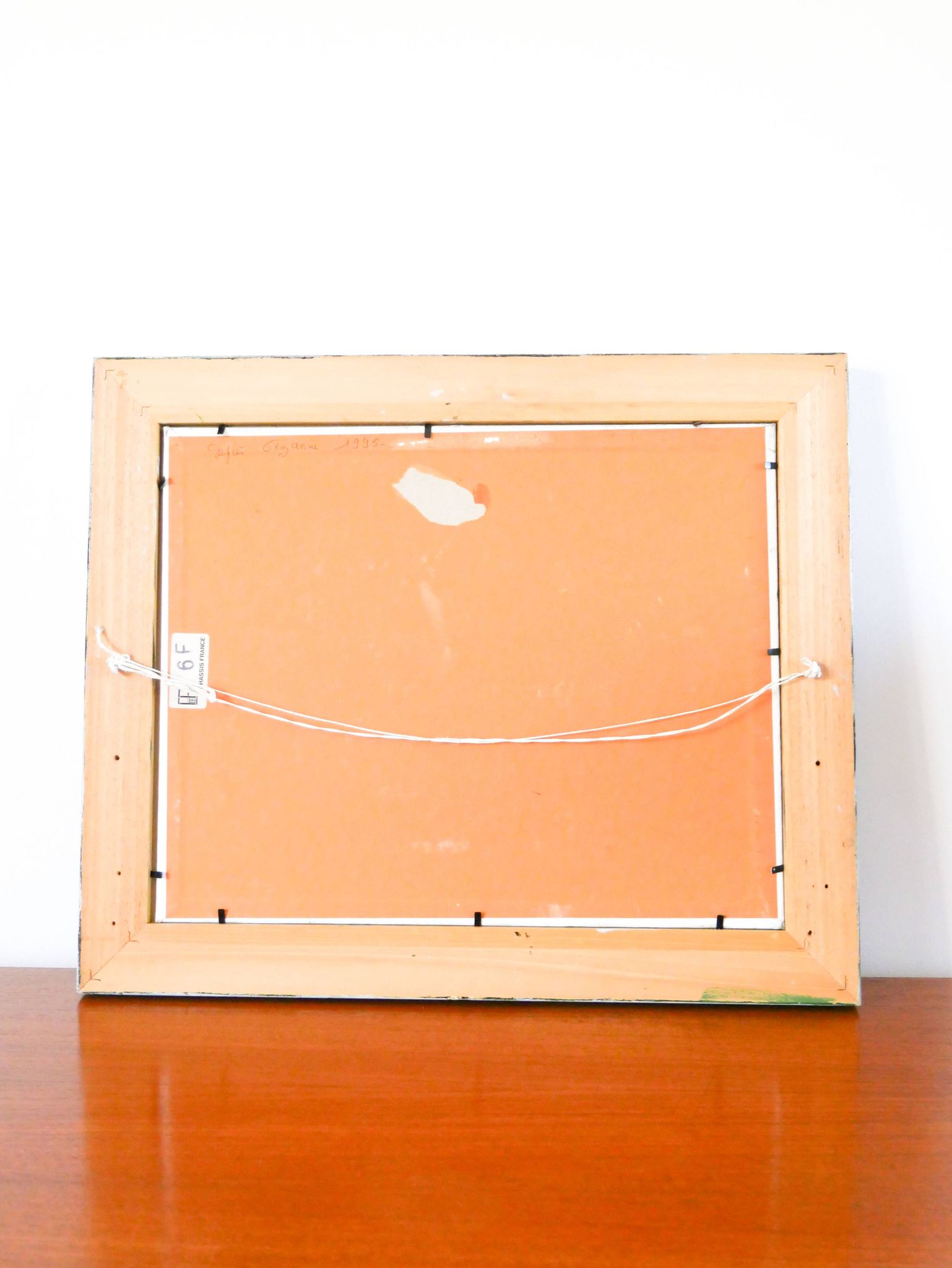 Beautiful painting, oil on cardboard, still life after Cézanne, Orange Green