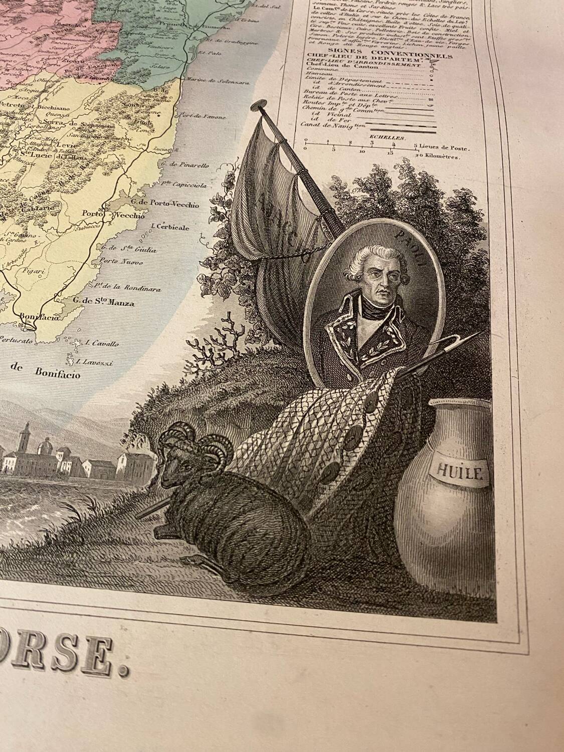 Old illustrated map of Corsica