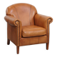 Fauteuil en cuir de vachette couleur cognac
